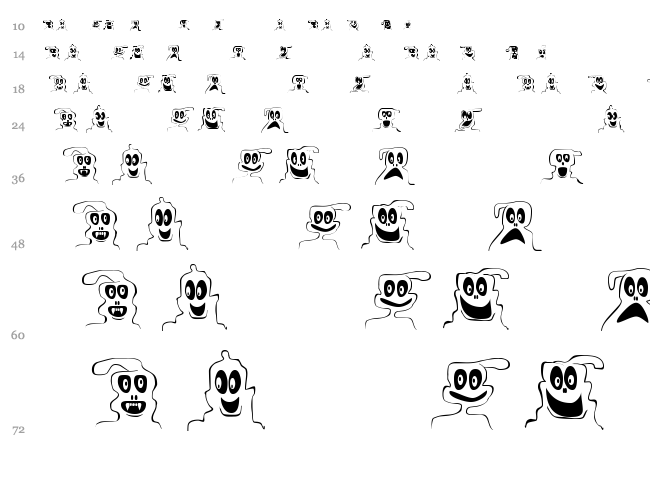 FE 10 Lil Ghosts font waterfall
